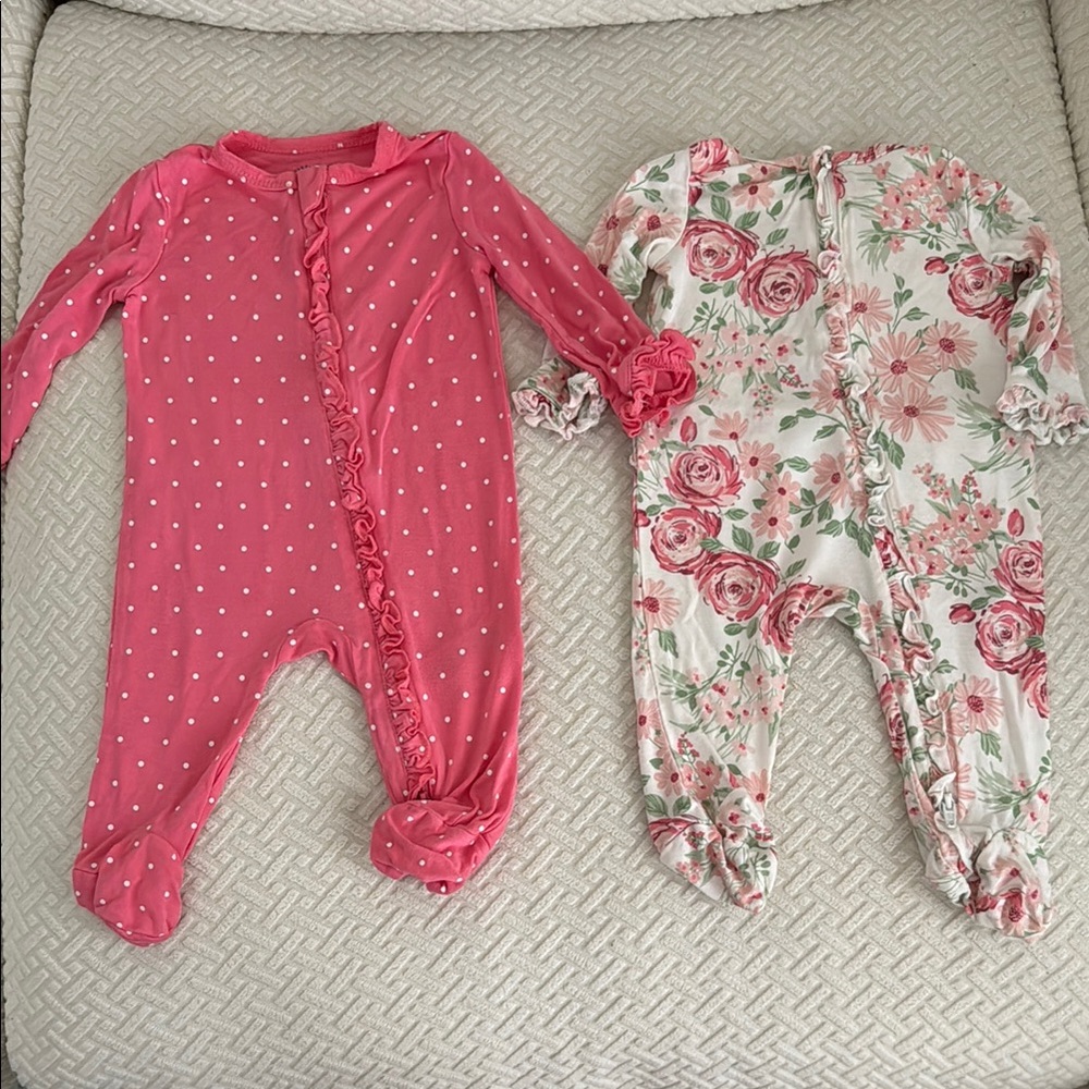 Little Me Floral and Polka Dot Baby Onesies 2pc (3M)